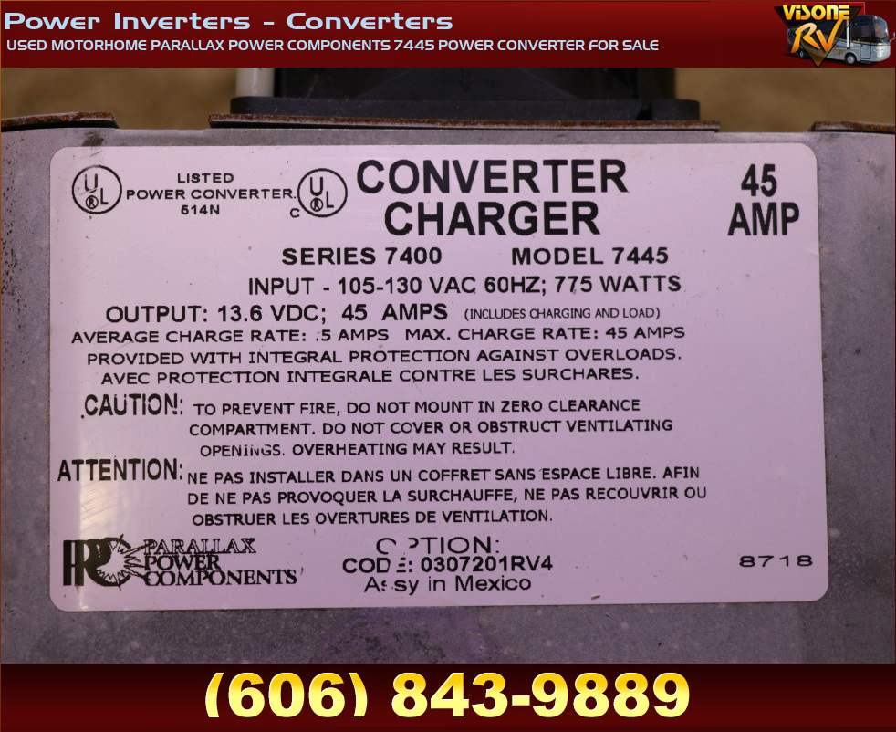 RV Components USED MOTORHOME PARALLAX POWER COMPONENTS 7445 POWER Converter Charger Series 7400 Model 7445