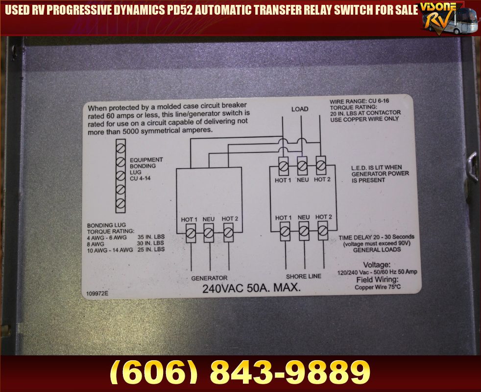RV Components USED RV PROGRESSIVE DYNAMICS PD52 AUTOMATIC TRANSFER