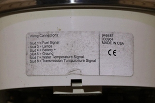 USED 946487 3 IN 1 FUEL / TRANS / WATER DASH GAUGE RV PARTS FOR SALE
