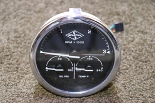 USED SPARTAN 3 IN 1 TACH / OIL / TEMP DASH GAUGE MOTORHOME PARTS FOR SALE