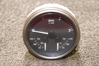 USED 3 IN 1 TACH / FRONT / REAR DASH GAUGE RV PARTS FOR SALE