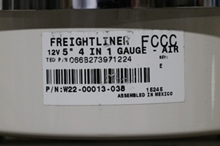 USED W22-00013-038 FREIGHTLINER 4 IN 1 OIL / ENG / FRONT / REAR DASH GAUGE RV PARTS FOR SALE