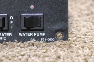 USED F91-0600 KIB BATTERY AND WATER SWITCH PANEL RV PARTS FOR SALE