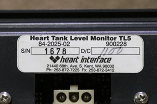 USED HEART INTERFACE TANK LEVEL MONITOR TL5 84-2025-02 RV/MOTORHOME PARTS FOR SALE