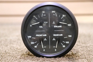USED RV/MOTORHOME FREIGHTLINER 4 IN 1 OIL / ENGINE / FRONT / REAR DASH GAUGE 6913-00168-11 FOR SALE