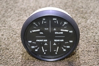 USED RV/MOTORHOME FREIGHTLINER 4 IN 1 OIL / ENGINE / FRONT / REAR DASH GAUGE 6913-00168-11 FOR SALE