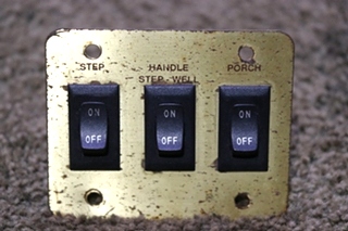 USED RV STEP / HANDLE / PORCH 3 SWITCH PANEL FOR SALE