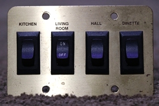 USED MOTORHOME KITCHEN / LIVING ROOM / HALL / DINETTE 4 SWITCH PANEL FOR SALE