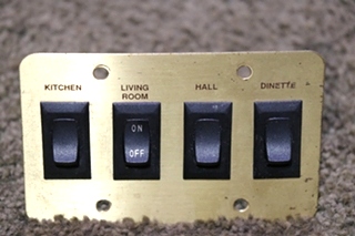 USED MOTORHOME KITCHEN / LIVING ROOM / HALL / DINETTE 4 SWITCH PANEL FOR SALE