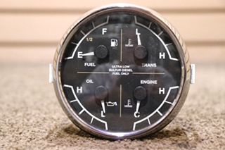 USED 8653-50005-19 MEDALLION 4 IN 1 FUEL / TRANS / OIL / ENGINE DASH GAUGE