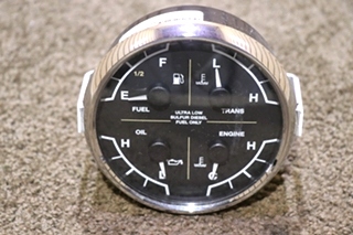 USED 8653-50005-19 MEDALLION 4 IN 1 FUEL / TRANS / OIL / ENGINE DASH GAUGE