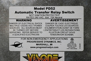 USED PROGRESSIVE DYNAMICS PD52 AUTOMATIC TRANSFER SWITCH