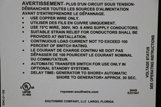 USED SURGE GUARD 40450RVC TRANSFER SWITCH