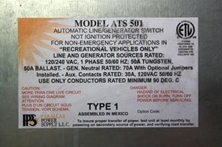 USED PPS RV AUTOMATIC LINE/GENERATOR SWITCH ATS 501 FOR SALE