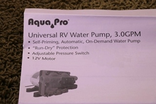 AQUA PRO MODEL: AP3000 UNIVERSAL 12V 3.0 GPM WATER PUMP RV PARTS FOR SALE