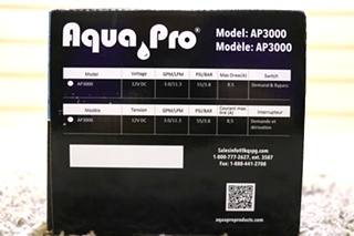 AQUA PRO MODEL: AP3000 UNIVERSAL 12V 3.0 GPM WATER PUMP RV PARTS FOR SALE