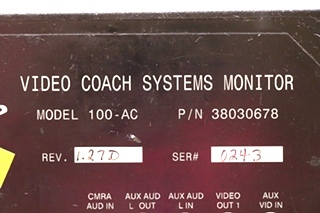 USED RV ALADDIN VIDEO COACH SYSTEMS MONITOR 38030678 MOTORHOME PARTS FOR SALE