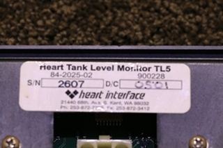 USED HEART INTERFACE TANK LEVEL MONITOR TL5 84-2025-02 RV PARTS FOR SALE