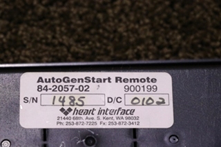 USED HEART INTERFACE AUTOGENSTART REMOTE PANEL 84-2057-02 RV PARTS FOR SALE