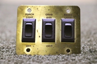 USED GOLD AND BROWN 3 SWITCH PANEL RV PARTS FOR SALE