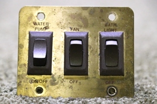 USED RV GOLD & BROWN 3 SWITCH PANEL FOR SALE