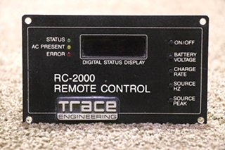 USED RC-2000 TRACE ENGINEERING REMOTE CONTROL PANEL RV/MOTORHOME PARTS FOR SALE