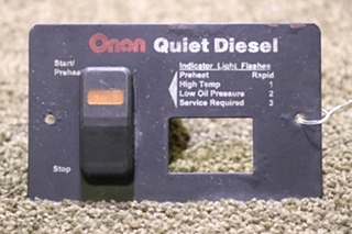 USED RV ONAN QUIET DIESEL CONTROL SWITCH PANEL FOR SALE