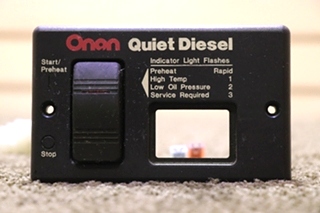 USED 300-495103 ONAN QUIET DIESEL CONTROL SWITCH PANEL RV/MOTORHOME PARTS FOR SALE