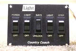 USED RV/MOTORHOME COUNTRY COACH PORCH/LIGHT/BAYS/LIGHT/STEP SWITCH PANEL FOR SALE