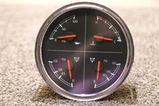USED RV W22-00013-038 4 IN 1 OIL / COOLANT / FRONT AIR / REAR AIR DASH GAUGE FOR SALE