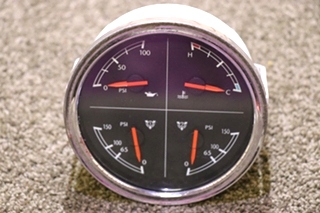 USED RV W22-00013-038 4 IN 1 OIL / COOLANT / FRONT AIR / REAR AIR DASH GAUGE FOR SALE
