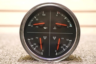 USED RV 4 IN 1 OIL / TEMP / FRONT AIR / REAR AIR DASH GAUGE W22-00013-030 FOR SALE