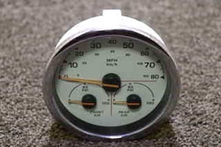 USED 3 IN 1 SPEEDOMETER / FRONT AIR / REAR AIR DASH GAUGE 00041416 RV PARTS FOR SALE