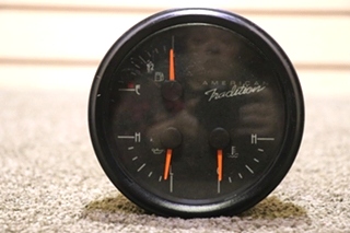 USED 106566-B AMERIACN TRADITION 3 IN 1 FUEL / OIL / TEMP DASH GAUGE MOTORHOME PARTS FOR SALE