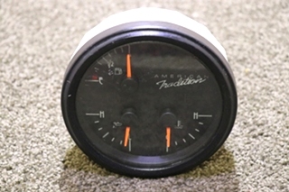 USED 106566-B AMERIACN TRADITION 3 IN 1 FUEL / OIL / TEMP DASH GAUGE MOTORHOME PARTS FOR SALE