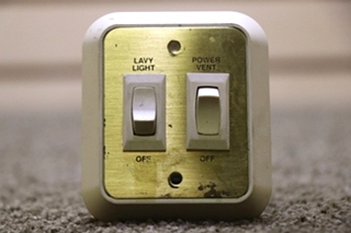 USED RV LAVY LIGHT / POWER VENT DOUBLE SWITCH PANEL FOR SALE