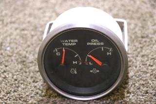USED WATER TEMP & OIL PRESS COMBO DASH GAUGE MOTORHOME PARTS FOR SALE