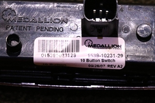 USED MOTORHOME MEDALLION 1539-10231-29 10 BUTTON SWITCH PANEL FOR SALE