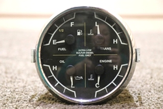 USED 8653-50005-19 FUEL / TRANS / OIL / ENG 4 IN 1 DASH GAUGE RV PARTS FOR SALE