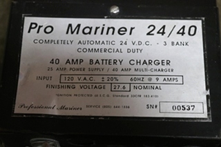 USED MOTORHOME PRO MARINER 24/40 40 AMP BATTERY CHARGER FOR SALE