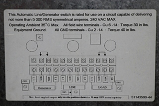 USED ATS 5070 PARALLAX POWER SUPPLY AUTO LINE/GEN SWITCH RV PARTS FOR SALE