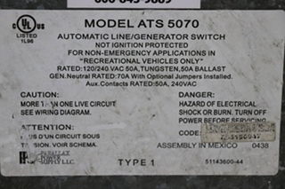 USED PARALLAX POWER SUPPLY AUTO LINE/GEN SWITCH ATS 5070 RV/MOTORHOME PARTS FOR SALE