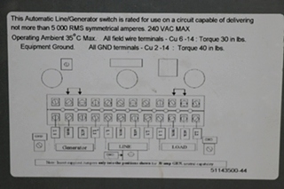 USED MOTORHOME ATS 5070 AUTOMATIC LINE/GENERATOR SWITCH FOR SALE