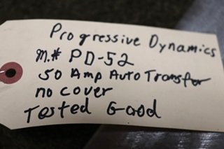 USED RV/MOTORHOME PROGRESSIVE DYNAMICS AUTO TRANSFER SWITCH PD-52 FOR SALE