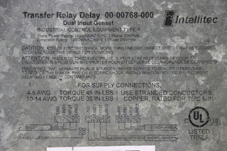 USED 00-00768-000 INTELLITEC TRANSFER RELAY DELAY RV PARTS FOR SALE