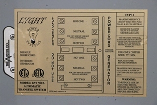 USED LYGHT POWER SYSTEMS LPT 50CA AUTOMATIC TRANSFER SWITCH MOTORHOME PARTS FOR SALE