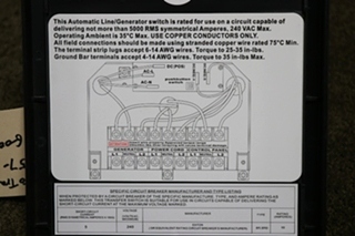 USED WF-T57-R WFCO AUTOMATIC TRANSFER SWITCH RV PARTS FOR SALE