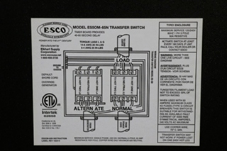 USED MOTORHOME AUTO TRANSFER SWITCH ES50M-65N WITH VOLTAGE SURGE SUPPRESSOR FOR SALE