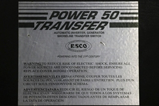 USED MOTORHOME AUTO TRANSFER SWITCH ES50M-65N WITH VOLTAGE SURGE SUPPRESSOR FOR SALE