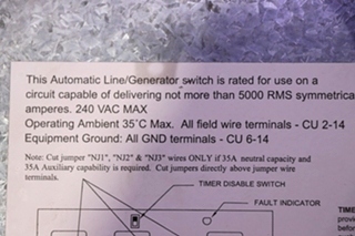 USED PPS AUTOMATIC LINE/GENERATOR SWITCH RV/MOTORHOME PARTS FOR SALE